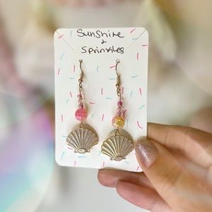 🏖️💗🐚 seashell ocean mermaid themed earrings style Handmade